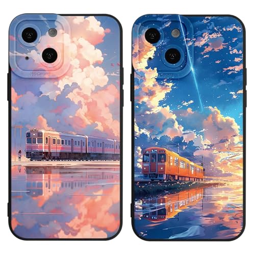 TBNMBGY 2 Stück Aesthetic Handyhülle für iPhone 14 Pro Hülle 6,1",Cartoon Cute Wolken Süßes Design Handyhülle Frauen Mädchen Schutzhülle Phone Case,TPU Stoßfest Schutzhülle für iPhone 14 Pro von TBNMBGY