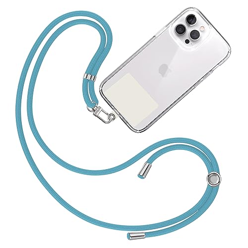 TBOC Band Handykette Schlüsselband Kette Handyschnur [Türkis] Zum Aufhängen Nacken Umhängen Universal für Handy mit Pad [Weiß Ice] Handyband Patch Karabiner Handy Lanyard Schlüsselbänder von TBOC