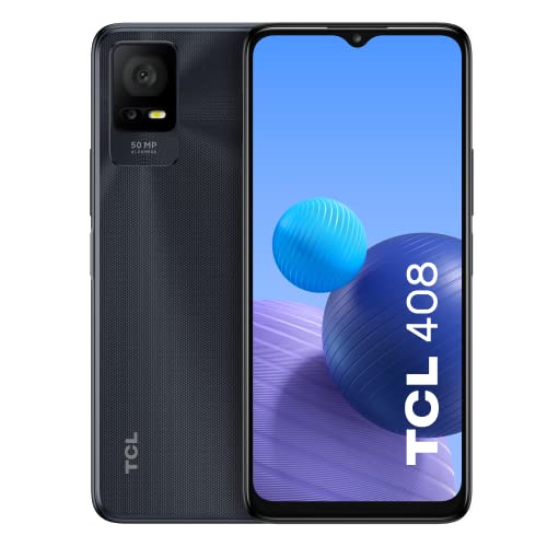 TCL 408 - Smartphone 6,6 Zoll (HD+ Display, 4GB-64GB, erweiterbare MicroSD, Dual-SIM, Kamera 50MP, Akku 5000mAh, Dual-Stereo-Lautsprecher, Android 12) Grau von TCL