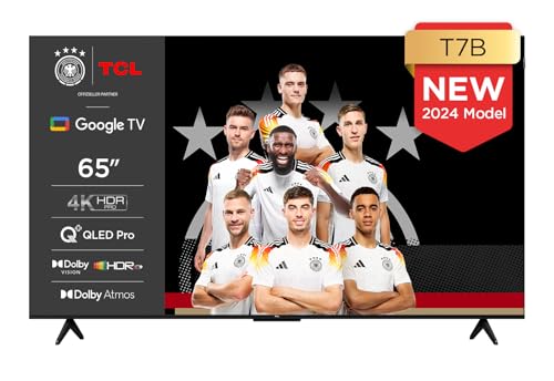 TCL 65T7B 65-Zoll QLED Pro Fernseher, 4K Ultra HD, HDR Pro, Smart TV Unterstützt von Google TV (Dolby & Atmos, Motion Clarity, Freihändige Sprachsteuerung, Kompatibel mit Google Assistant & Alexa) von TCL