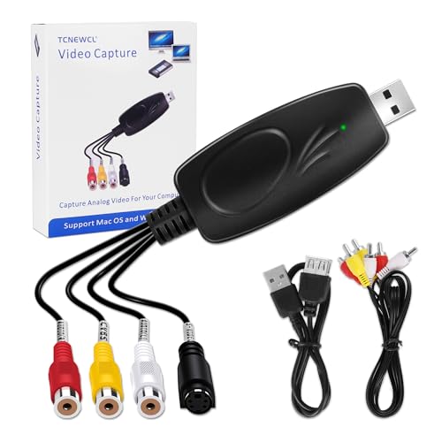 TCNEWCL RCA zu USB 2.0 Video Grabber, Audio Video Konverter Transmits Hi8 VCR VHS DVD to Digital Video Capture für Windows 7 8 10 /XP/Vista/Mac OS von TCNEWCL