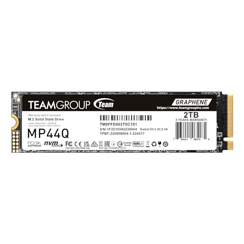 TEAMGROUP MP44Q SLC Gen 4x4 M.2 2280 PCIe 4.0 Cache mit NVMe für Laptop und Desktop und NUC und NAS SSD Lese-/Schreibgeschwindigkeit bis zu 7400/6500MB/s TM8FFD002T0C101 TEAMGROUP MP44Q SLC Gen 4x4 M.2 2280 PCIe 4.0 Cache mit NVMe für Laptop und Desktop und NUC und NAS SSD Lese-/Schreibgeschwindigkeit bis zu 7400/6500MB/s TM8FFD002T0C101 von TEAMGROUP