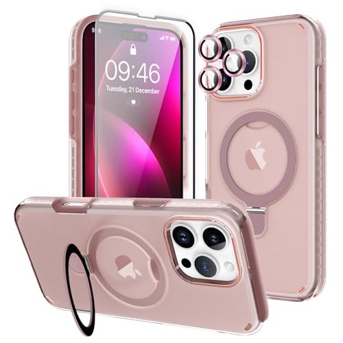 TEAUGHT Ständer kompatibel mit Max Case 2024 mit Magnet [2-in-1 getestet in Militärqualität] [Unterstützung für MagSafe] Kickstand Ring Slim Hard Back Soft Edge Pink von TEAUGHT