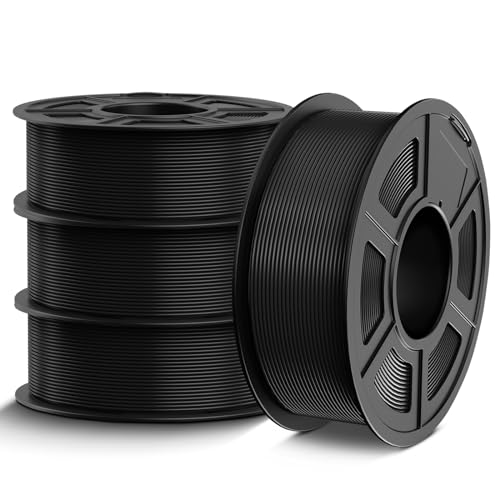 TECBEARS PETG Filament 1.75 mm Bundle 4 kg, Stärker Zähigkeit PETG 3D Drucker Filament, Maßgenauigkeit +/- 0,02 mm, 4 Spulen, 1kg pro Spule (schwarz) von TECBEARS