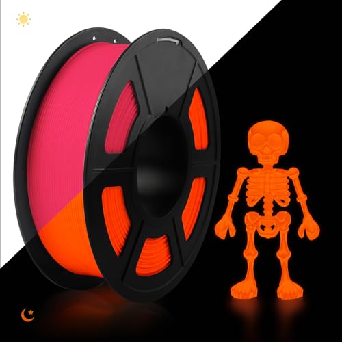 TECBEARS PETG Filament 1.75 mm Leuchtendes Rot, Glow in The Dark PETG 3D Drucker Filament, 1kg Spule, Stärker Zähigkeit, Maßgenauigkeit +/- 0,02 mm, Kompatibel mit FDM Drucker von TECBEARS