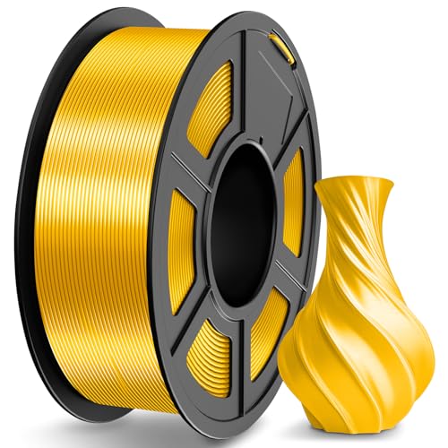 TECBEARS PLA Silk Filament 1.75mm Gold 1KG, Shiny Silk PLA 3D Drucker Filament, mit Seidenglattes Finish, Gute Farbwiedergabe, Maßgenauigkeit +/- 0.02, 1 Spulen, 1kg pro Spule Silk PLA Gold von TECBEARS