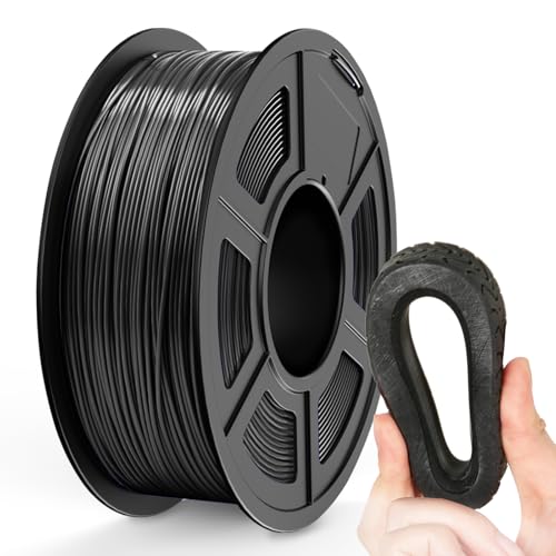 TECBEARS TPU Filament 1.75mm Schwarz, TPU 95A 3D Drucker Filament, Flexible Filament TPU, Maßgenauigkeit +/- 0,03, 1kg 1 Spule, Schwarz von TECBEARS