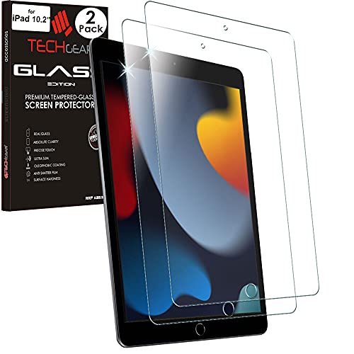 TECHGEAR 2 Stück GLAS Kompatible mit iPad 10.2 2021/2020/2019 - Displayschutzfolie aus gehärtetem Glas [9H Härte] [Crystal Clarity] Schutzfolie iPad 9, iPad 8, iPad 7 [9. 8. 7. Generation] 10,2 von TECHGEAR
