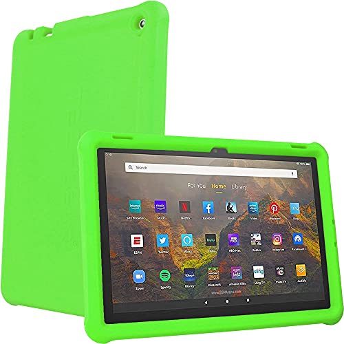 TECHGEAR Bumper Schutzhülle für Neue Amazon Fire HD 10 / HD 10 Plus (2023/2021, 11. 13. Generation) [Kinderfreundlich] Silikon Soft Shell Anti-Rutsch Stoßfest hülle + Displayschutzfolie - GRÜN von TECHGEAR