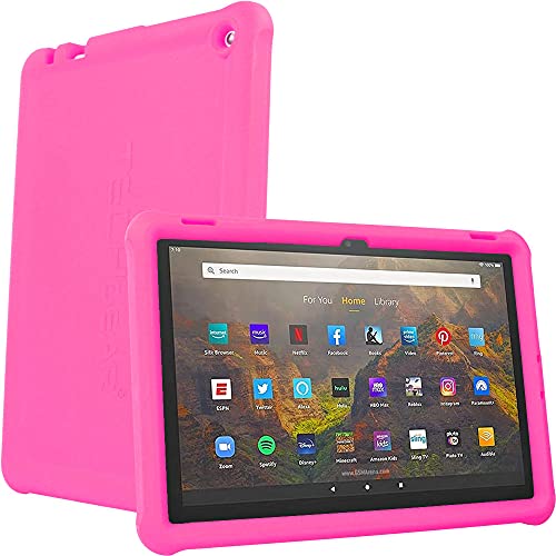 TECHGEAR Bumper Schutzhülle für Neue Amazon Fire HD 10 / HD 10 Plus (2023/2021, 11. 13. Generation) [Kinderfreundlich] Silikon Soft Shell Anti-Rutsch Stoßfest hülle + Displayschutzfolie - ROSA von TECHGEAR