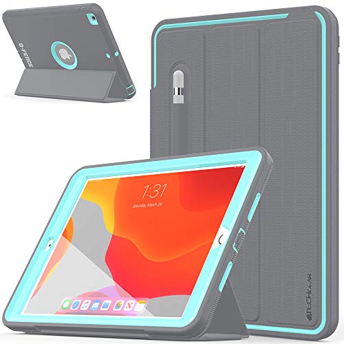 TECHGEAR D-Fence Schutzhülle Designed für iPad 10.2 2021/2020/2019 [9. 8. 7. Generation] Hülle, Schlagfester, Robuster Schutzanzug Rüstung Smart Fall, Kinder Schulen Builders Workman - HellBlau von TECHGEAR