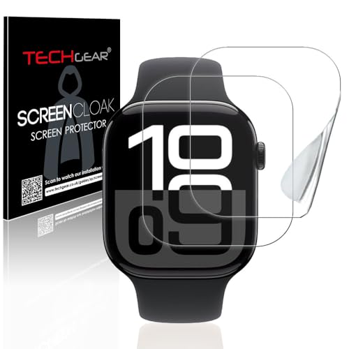 TECHGEAR Displayschutzfolie für Apple Watch Serie 10, 42 mm (2024), [Screen Cloak Edition] [Full Screen Coverage] [HD] [verstärkt] [blasenfrei] EPU-Displayschutzfolie, 2 Stück von TECHGEAR