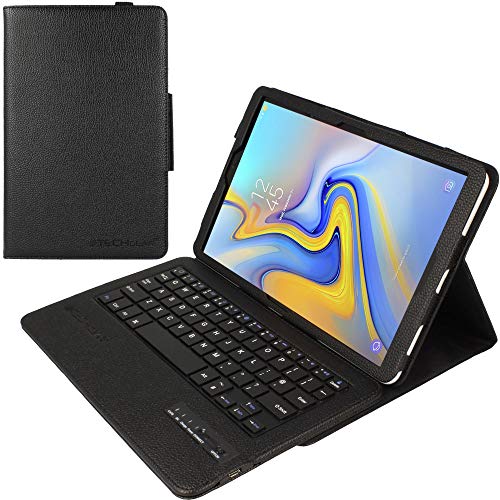 TECHGEAR QWERTY UK English Tastatur Schutzhülle für Samsung Galaxy Tab A 10.5" (SM-T590 / SM-T595), PU-Leder, mit integrierter Abnehmbarer Bluetooth-Tastatur und Ständer von TECHGEAR