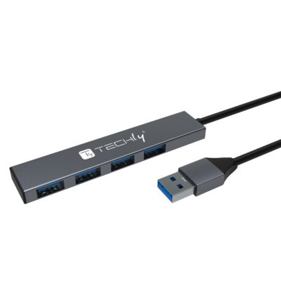 Techly USB-A 3.2 Hub 4x USB-A Slim 5Gbit/s -- von TECHLY