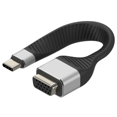 Techly USB-C Stecker auf VGA-Buchse -- kurz, flaches FPC Kabel von TECHLY