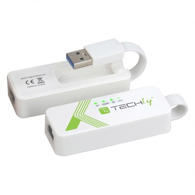 USB3.0 Konverter USB A auf RJ45 Gigabit -- weiß von TECHLY