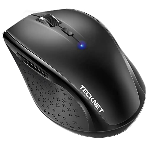 TECKNET Maus Kabellos, Bluetooth-Funkmaus, 3200 DPI Maus Kabellose Bluetooth Mouse 6 Verstellbare DPI Level, Ergonomische Maus mit Batterieanzeige für Laptop Computer, iPad Pro, Windows - Schwarz von TECKNET