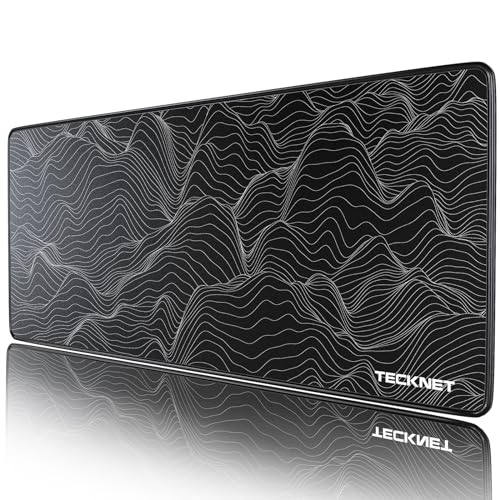 TECKNET Mauspad XXL Speed Gaming, 900x400 mm Schreibtischunterlage Schwarz, Gamer Mouse Pad, Wasserdicht mousepad, Spezielle Oberfläche Verbessert Präzision und Geschwindigkeit, rutschfeste Gummibasis von TECKNET