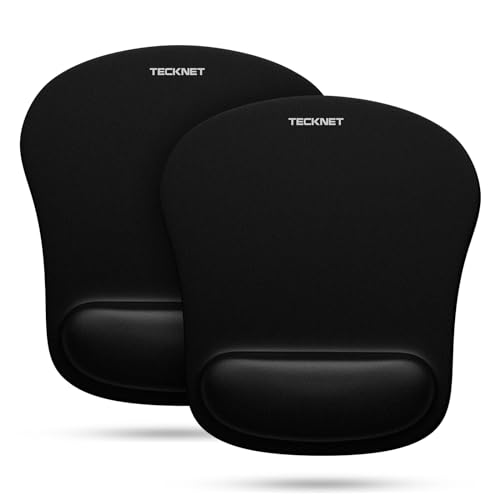 TECKNET Mauspad mit Gelkissen, Memory Foam Mousepad Ergonomisches Wasserdicht Komfort Mausmatte mit Handgelenkpolster Handauflage für Alle Maus Offfice Heim Computer Laptop, 2 Pack von TECKNET