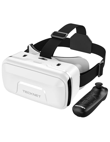 TECKNET VR Brille für Handys mit Griff, 3D Virtual Reality-Brille mit HD 110° FOV, Anti-Blaulicht & einstellbaren Gängen, Komfortables VR-Glasses für iPhones, Samsung und Android-Smartphones 4.7-7.2" von TECKNET