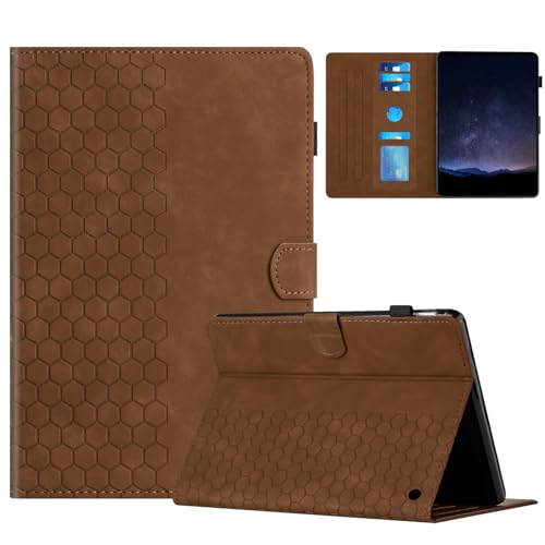 TEDTIKJT Hülle für Amazon Fire MAX 11 2023 Schutzhülle PU Leder Klappen Cover mit Kartenschlitz Ständer Tasche Schutzhülle für Fire MAX 11" 2023 Tablet Hülle,Blockmuster Braun von TEDTIKJT