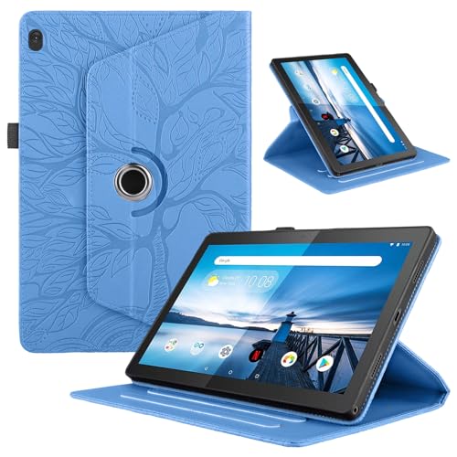 TEDTIKJT Hülle für Lenovo Tab M10 10.1" 2019 (TB-X505F/TB-X605F) Tablet Hülle Flip PU Leder 360°Drehbar Multi-Winkel Ständer Baum Schutzhülle für Lenovo Tab M10 HD 1st Gen, Blau von TEDTIKJT