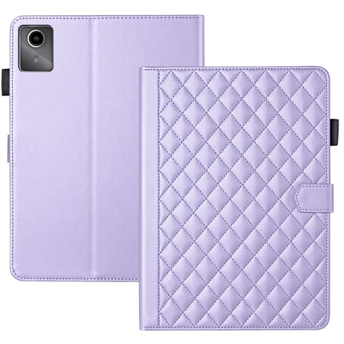 TEDTIKJT Hülle für Lenovo Tab M11 11 Zoll 2024 Flip Cover PU Leder Tablette Schutzhülle mit Magnet Kartenschlitz Stifthalter Ständer Funktion Lenovo Tab M11 Tablette Hülle,Diamantgitter Lila von TEDTIKJT