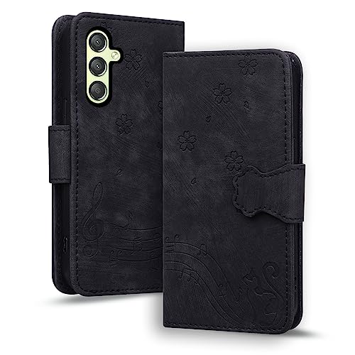 TEDTIKJT Hülle für Samsung Galaxy S21 FE 5G Klapphüllen PU Leder Flip Cover Case Galaxy S21 FE Lederhülle mit Standfunktion Kartenfach Magnetic Handytasche Wallet Case, Schwarz Katze von TEDTIKJT