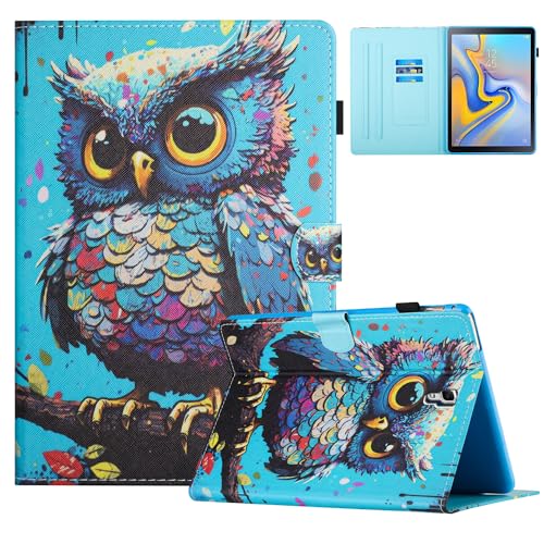 TEDTIKJT Hülle für Samsung Galaxy Tab A 10.5 2018 (SM-T590/ T595/ T597) Schutzhülle PU Leder Flip Cover Magnet Kartenschlitz Multi-Winkel Ständer Tablet Tablet Schutzhülle, Eule von TEDTIKJT