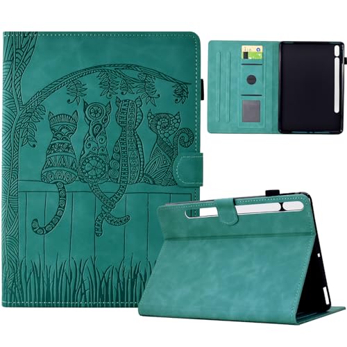 TEDTIKJT Hülle für Samsung Galaxy Tab S8/Tab S7 11" X700 X706 T870 T875 Schutzhülle PU Leder Multi-Winkel Ständer Katze Muster Umdrehen Tablet Schutzhülle für Samsung Tab S8/Tab S7 Hülle,Hellblau von TEDTIKJT