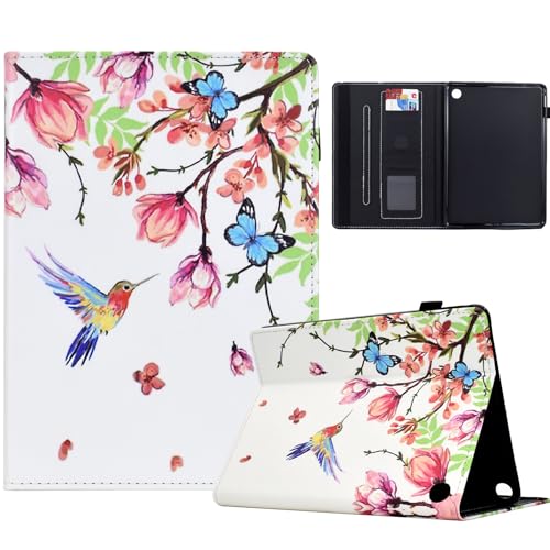 TEDTIKJT Hülle für Tablette Kindle Fire 7 12th Gen 2022 Hülle PU Leder Flip Cover Schutzhülle mit Kartenschlitz Ständer für Kindle Fire 7 7" Tablette Schutzhülle,Blumen und Vögel von TEDTIKJT