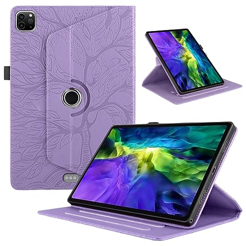 TEDTIKJT Hülle für iPad Air 13 2024/iPad Pro 12.9 Zoll (6th/5th/4th/3rd Gen 2022/2021/2020/2018) Schutzhülle PU Leder 360°Drehbar Multi-Winkel Ständer Baum Flip Tablet Schutzhülle, Violett von TEDTIKJT