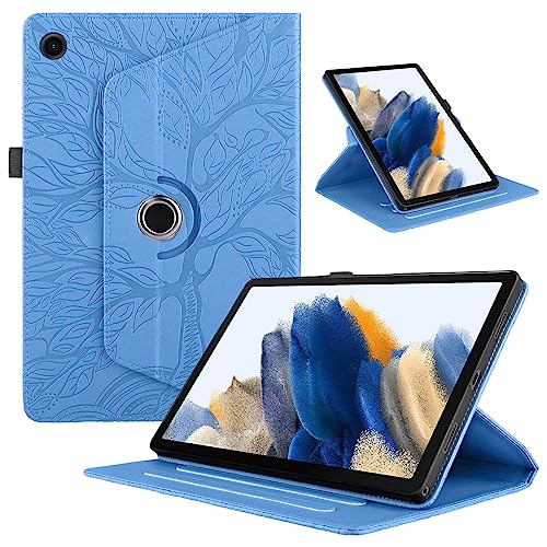 TEDTIKJT Tablet Hülle für Samsung Galaxy Tab A9 8.7 Zoll (SM-X110/SM-X115) PU Leder 360°Drehbar Multi-Winkel Ständer Baum Flip Schutzhülle für Samsung Tab A9 8.7" Schutzhülle, Blau von TEDTIKJT