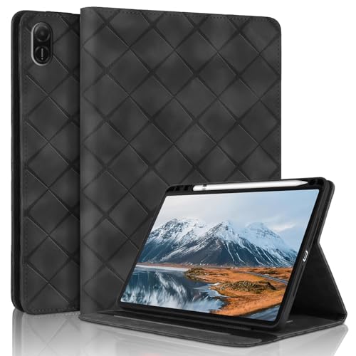 TEDTIKJT Tablette Hülle für Honor Pad X8 Pro/Honor Pad X9 11.5 Zoll 2023 Hülle PU Leder Flip Cover Schutzhülle mit Stifthalter Kartenschlitz Ständer Tablette Schutzhülle Case,Rhombus Schwarz von TEDTIKJT