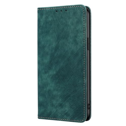 TEETSY - Magnetische Klapphülle für Samsung Galaxy S24 Ultra/S24 Plus/S24, Brieftaschenformat, Leder, mit Kartenschlitz, Anti-Fallschutz, Business-Handyhülle (Grün, S24 Plus) von TEETSY