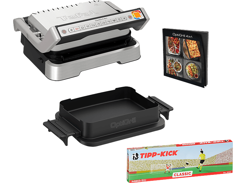 TEFAL GC774D.TK OptiGrill 4-in-1 inkl. Backschale und Tipp-Kick Spiel Kontaktgrill von TEFAL