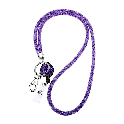 TEHAUX Fischnetz-lanyard Mit Strasssteinen Arbeitserlaubnis-lanyard Geldbörse Schlüsselanhänger Telefon-lanyard-hals Rosa Schlüsselband Handy Halskette Namensband Violett Gittergewebe von TEHAUX