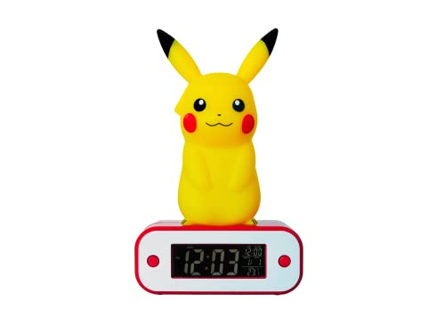 Teknofun - Pokémon Wecker - Pikachu - Beleuchteter Retro-Bildschirm -gelb- Digitales Display - Programmierbarer Alarm - LED-Licht - 3xAAA Nicht enthalten- USB von TEKNOFUN