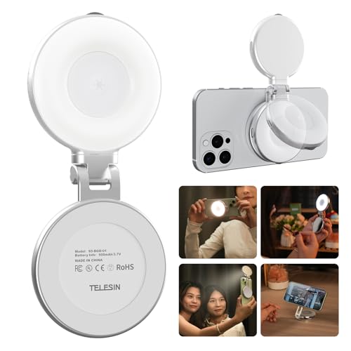 TELESIN° Magnetisches Ringlicht Handy, Handy Ringlicht Mit 3 Lichtmodi, Kompatibel Mit Mag Safe, Led Selfie Ringlicht Für iPhone Android Selfies/Fotografie/TikTok/Zoom-Anrufe/Videokonferenz von TELESIN°