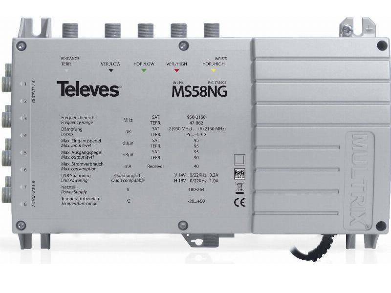 Televes Multischalter 5in8 MS58NG mit terr. Eingang Schaltnetzteil von TELEVES Deutschland GmbH