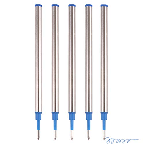 TEMOOUES Kugelschreiberminen mit 0,5 mm Spitze, mittlere Spitze für einziehbare Stifte, blau/schwarze Tinte, 114 mm Länge, für Schule, Büro, 5 Stück von TEMOOUES