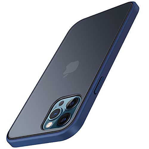 TENDLIN Kompatibel mit iPhone 12 Hülle/iPhone 12 Pro Hülle Matte Transluzent Kratzfest PC Rückseite und TPU Stoßstange Schutz Handyhülle iPhone 12 / iPhone 12 Pro - Blau von TENDLIN