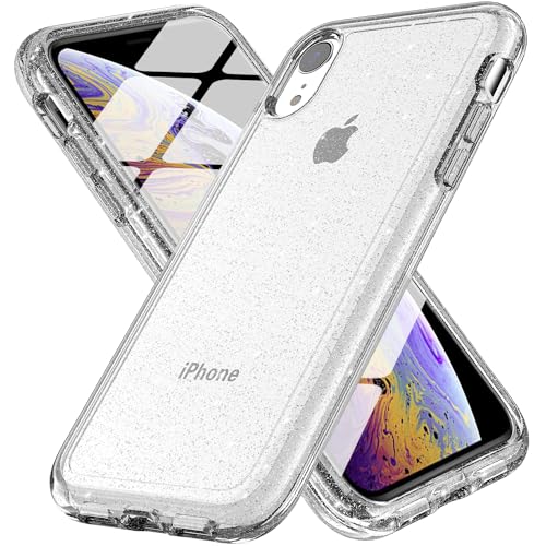 TENOC Handyhülle Kompatibel für iPhone XR, Glitzer Clear Cute Cases Bling Cover für Mädchen Frauen von TENOC