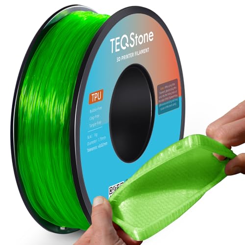 TEQStone TPU Filament 1.75mm Grün 1Kg Spule 95A Flexibel Weiches 3D Drucker Filament Maßgenauigkeit +/-0.03mm Vakuumverpackung von TEQStone