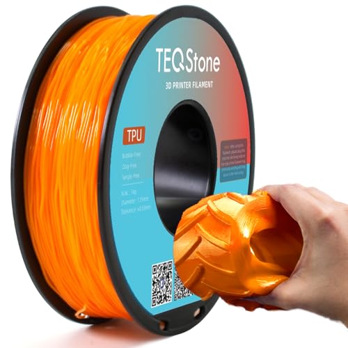 TEQStone TPU Filament 1.75mm Neu Orange 1Kg Spule 95A Flexibel Weiches 3D Drucker Filament Maßgenauigkeit +/-0.03mm Vakuumverpackung von TEQStone