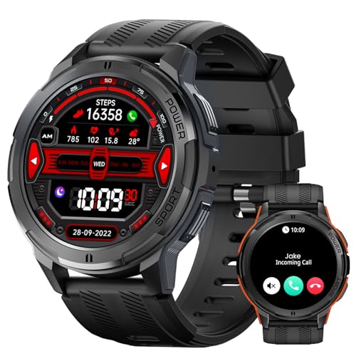 TESOFIT Smartwatch Herren mit Telefonfunktion,60+ Tage Batterie, 1,43 Zoll HD-AMOLED Display,Bluetooth Anrufe,50M wasserdicht, 24H Schlafüberwachung, Fitnessuhr mit 123 Sportmodus von TESOFIT