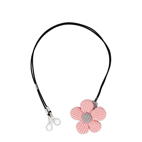 Hörring, Anti-Verlust-Zubehör, Trageband, unterstützende Hörgeräte, Clip-Lanyard, Nylon, binaural, kleine rosa Blumen, grau, runder Mittelhalter mit Clip für ältere Kinder von TEUOPIOE