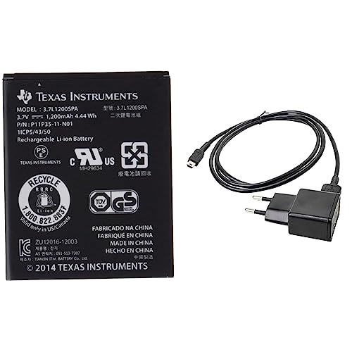 Texas Instruments N2BT-BKT-B TI-Akku-Pack für NSPIRECX/CX CAS & Texas Instruments Netzteil/Ladegerät TI-Nspire, Schwarz von TEXDR