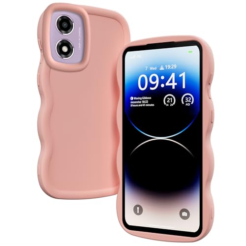 TEYYOS Hülle für Motorola Moto G24/E14/G04s/G04, Mode Weiche Flüssiges Silikon Handyhülle, Wellen Lockige Form Niedliche Weiche TPU Stoßfestes Handy Schutzhülle, Rosa von TEYYOS