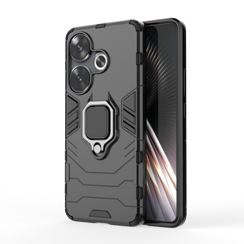 TEYYOS Hülle für Xiaomi Poco F6, Schutzhülle TPU/PC Handyhülle mit Ständer, Stoßfest Bumper Armor Case Hybrid Cover Schwarz von TEYYOS